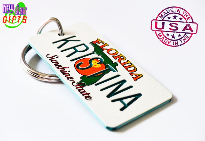 Personalized Florida State License Plate Keychain Tag Etsy