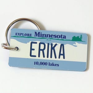 Personalized Minnesota State Key Tag - Bag Charm Tag - Custom Engraved Keychain - Travel Vacation Trip Momento Roadtrip Souvenir Key Ring