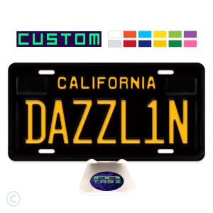 Placa de matrícula de automóvil personalizada de California Legacy, color negro, amarillo y otros colores, decoración de automóvil personalizada, placa de exhibición de automóvil, metal plano de 6 x 12 pulgadas