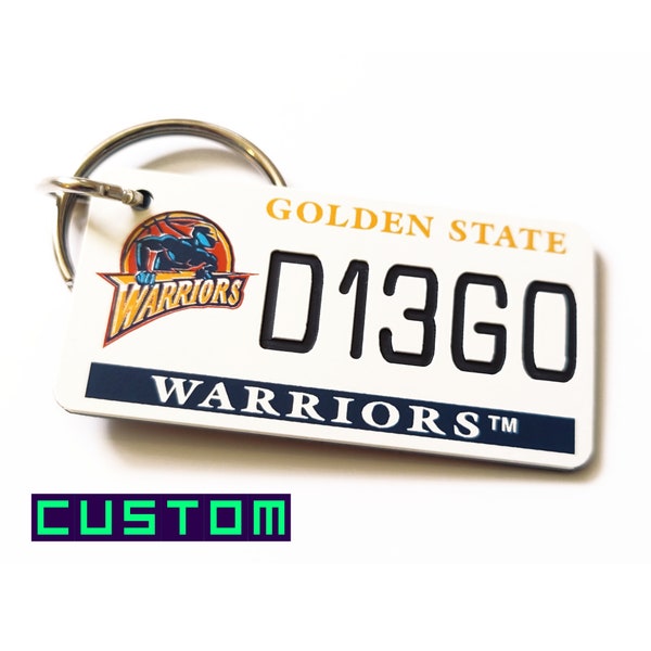 Personalized Golden State Warriors Keychain - Custom Engraved - Basketball Name Tags for Bags - Sports Teams Fob- Licensed NBA Key Ring Gift