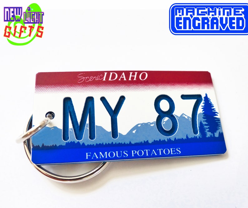 Personalized Idaho State License Plate Keychain Tag Vintage Etsy