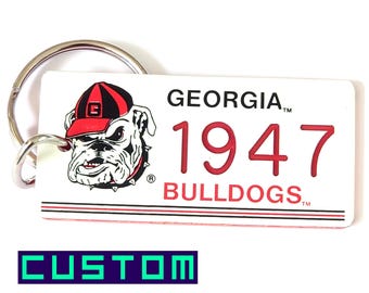 Personalized University of Georgia Bulldogs Keychain Tag - Custom Engraved - Fan Souvenir - College Student Gift - Licensed NCAA Key Ring