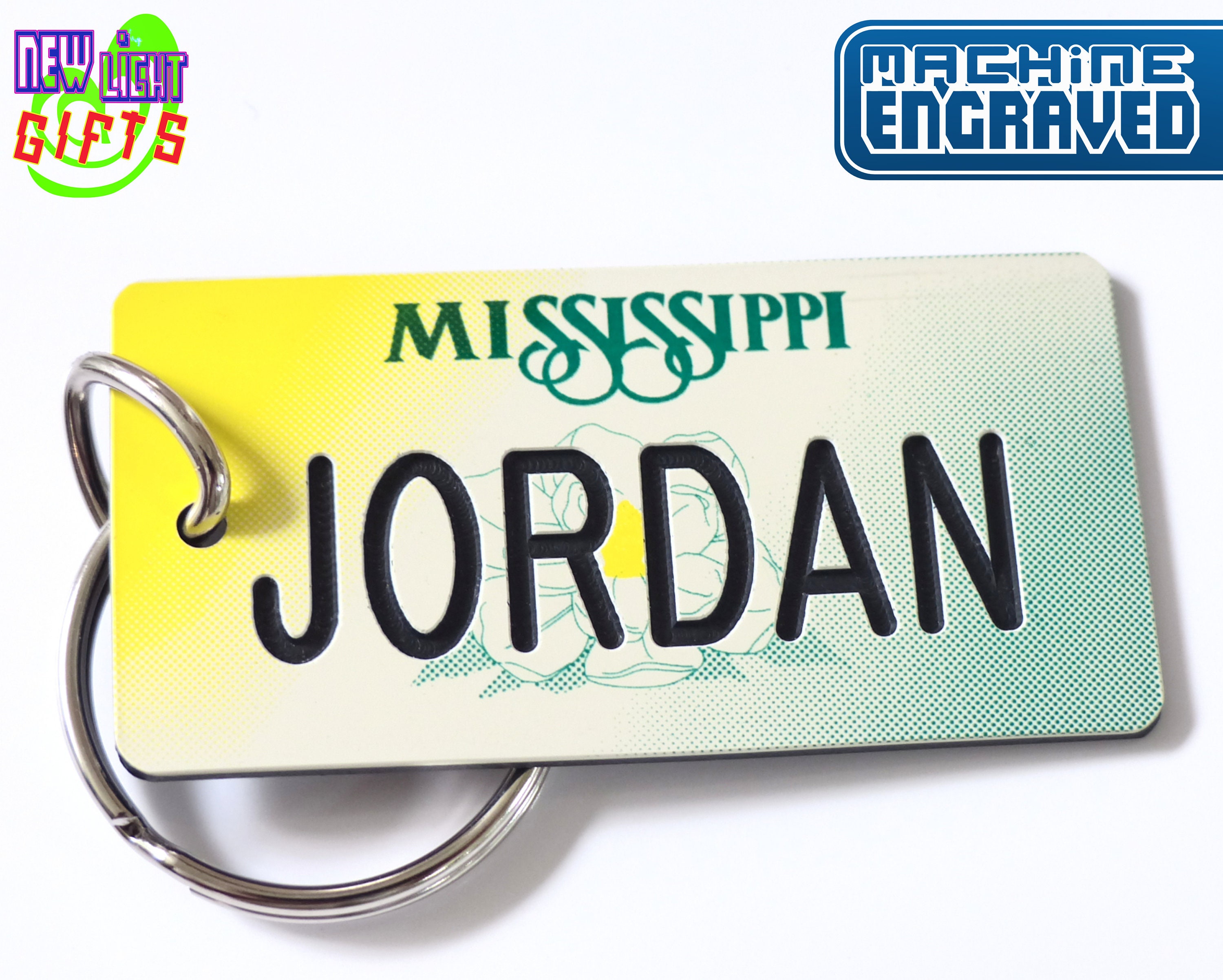Personalized Iowa License Plate Engraved Keychain Key Tag Key Ring Any Name Made to Order