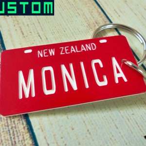 Custom New Zealand License Plate Keychain Tag - Engraved - Personalized New Zealand Name Key Tag - New Zealand Key Ring