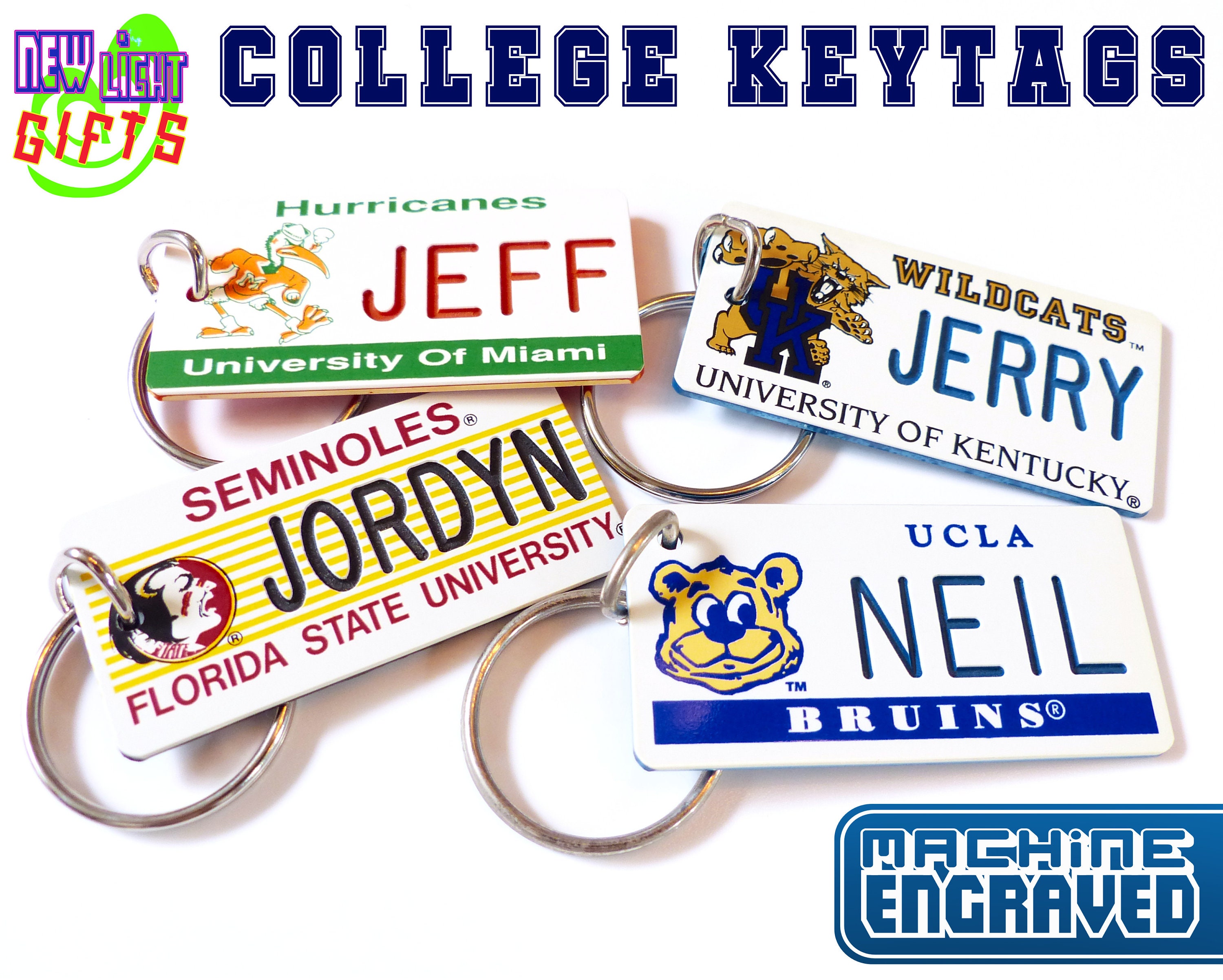 Personalized College University Keychain Tags Machine Etsy