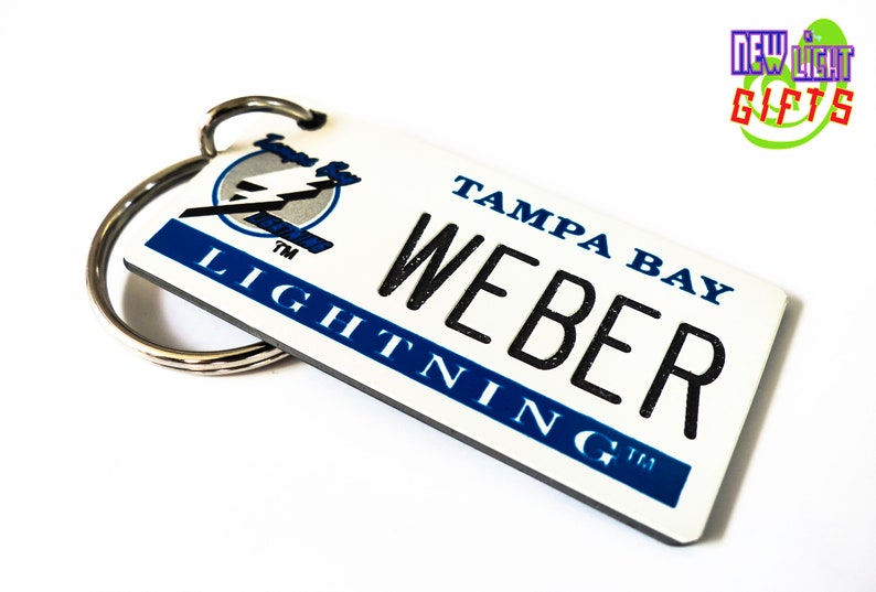 Personalized Tampa Bay Lightning Keychain Plate Tag Vintage Etsy