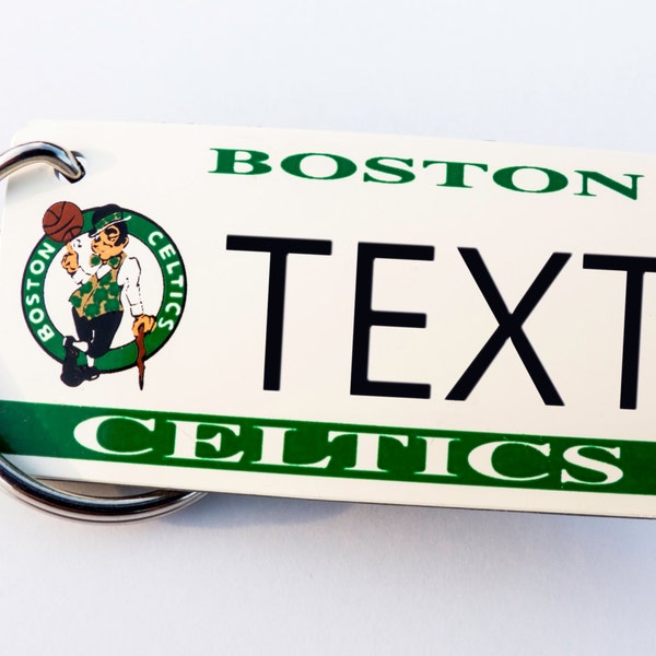 Personalized Boston Celtics Keychain - Custom Engraved Key Tag - Fan Name Souvenir - Coach Gift - Licensed NBA Key Ring