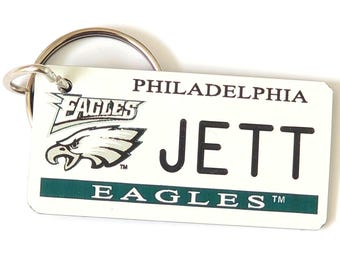 Personalized Philadelphia Eagles Key Tag - Bag Charm Tag - Custom Engraved - Football Bag Name Tags - Coach Keys Gift- Licensed NFL Keychain
