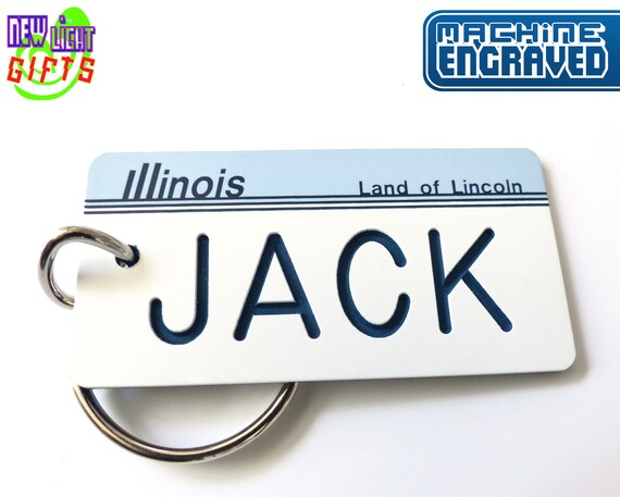 Personalized Iowa License Plate Engraved Keychain Key Tag Key Ring Any Name Made to Order