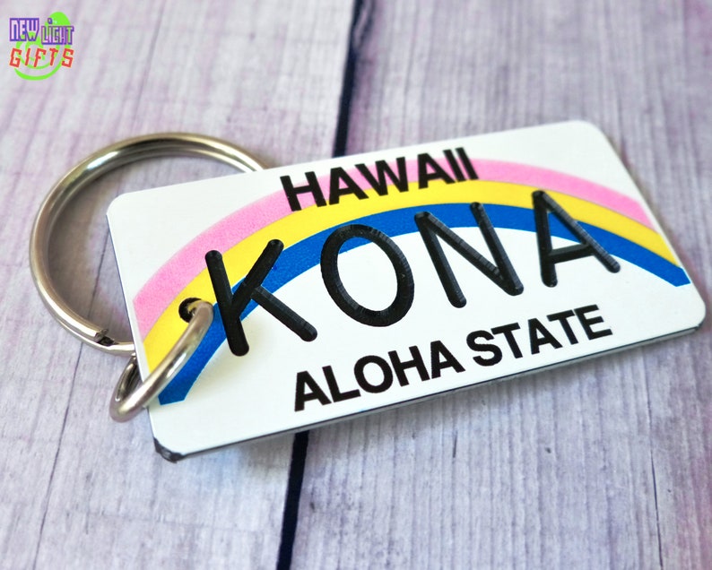 Personalized Hawaii Keychain Custom Engraved Key Tag Etsy