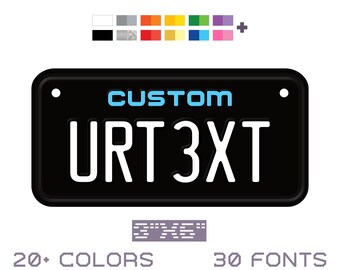 Custom Bicycle License Plate Tag: Personalized EBike Scooter Any Text Color 3x6 Inch Flat Aluminum High Resolution
