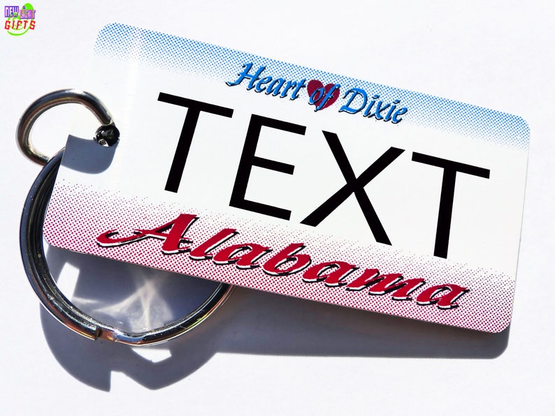 Personalized Alabama State License Plate Keychain Tag Etsy