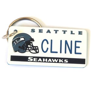Personalized Seahawks Key Tag - Bag Charm Tag - Custom Engraved keychain - Football Bag Name Tags - Coach Keys Gift - Licensed NFL Key Ring