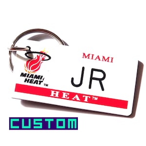 Personalized Miami Heat Keychain - Custom Engraved Key Tag - Fan Name Souvenir - Coach Gift - Licensed NBA Key Ring