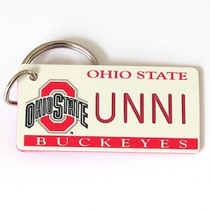 Personalized Ohio State Buckeyes Keychain - Bag Charm Tag - Custom Engraved - College Bag Name Tags - Coach Keys Gift- Licensed NFL Key Ring