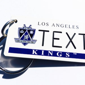 Personalized Los Angeles Kings Keychain Plate Tag- Vintage Keytag - Machine Engraved - Fan Souvenir - Coach Gift - Licensed NHL Key Ring