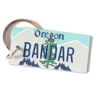 Personalized Oregon State Key Tag - Bag Charm Tag - Custom Engraved Keychain - Travel Vacation Trip Visit Momento Roadtrip Souvenir Key Ring