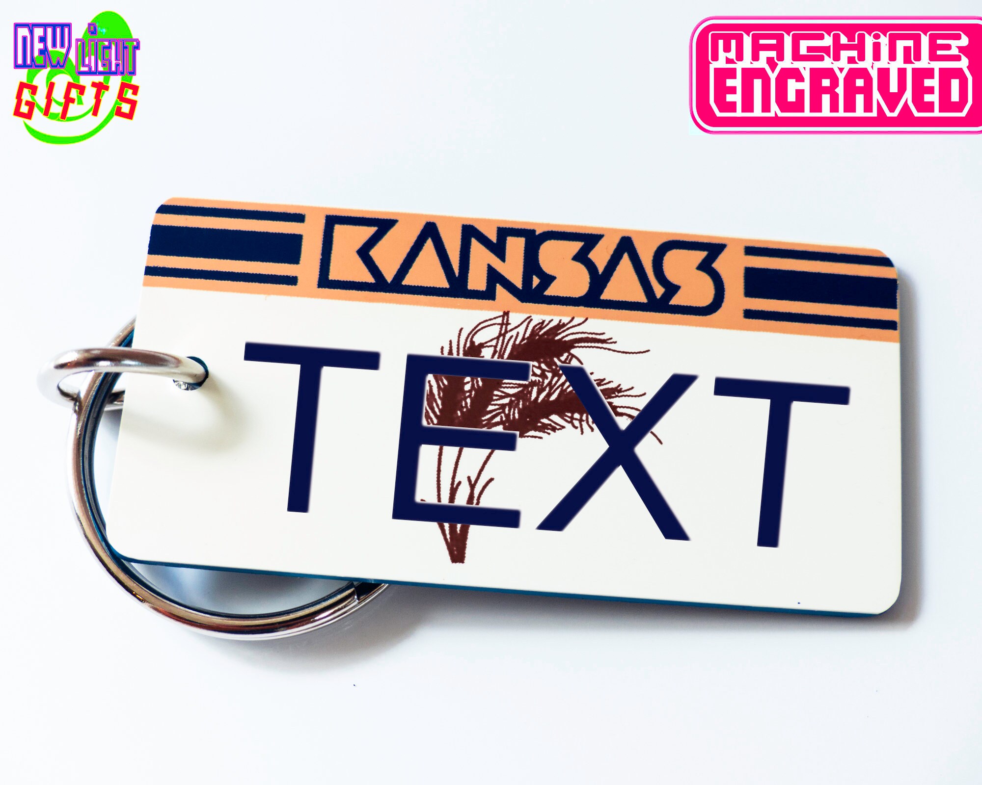 Personalized Kansas State License Plate Keychain Tag Machine Etsy