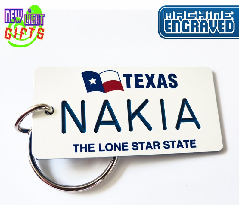 Personalized Texas State License Plate Keychain Tag Engraved Etsy
