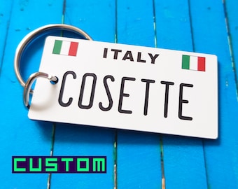 Portachiavi personalizzato con scritta Italia - Inciso - Souvenir personalizzato per le vacanze in Italia con nome e bandiera italiana - Portachiavi con portachiavi per auto italiane