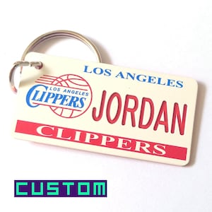 Gepersonaliseerde LA Clippers sleutelhangertag - op maat gegraveerd - tags basketbaltas - geschenken basketbalteam - NBA-sleutelhanger gelicentieerd cadeau