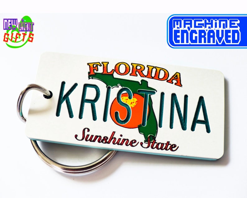 Personalized Florida State License Plate Keychain Tag Etsy