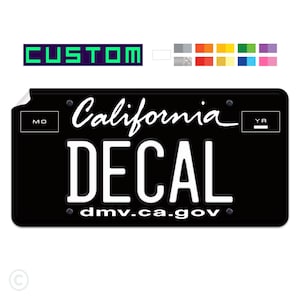 Personalized Black California License Plate Vinyl Decal - Car Tag Decoration - Room Wall Shop Laptop Sticker Sign - Auto 6&quot;x12&quot; inch