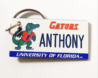 Llavero personalizado de los Florida Gators, etiqueta para bolso, grabado en plástico