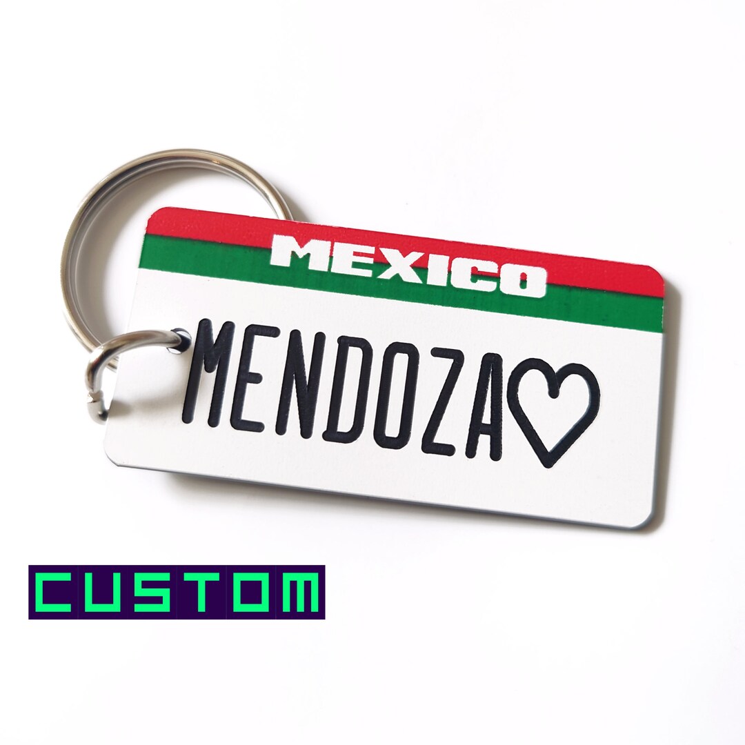 Personalized Mexico Keychain Custom Engraved Key Tag Trip Vacation