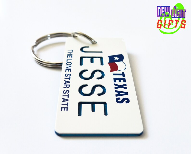 Personalized Texas State License Plate Keychain Tag Engraved Etsy