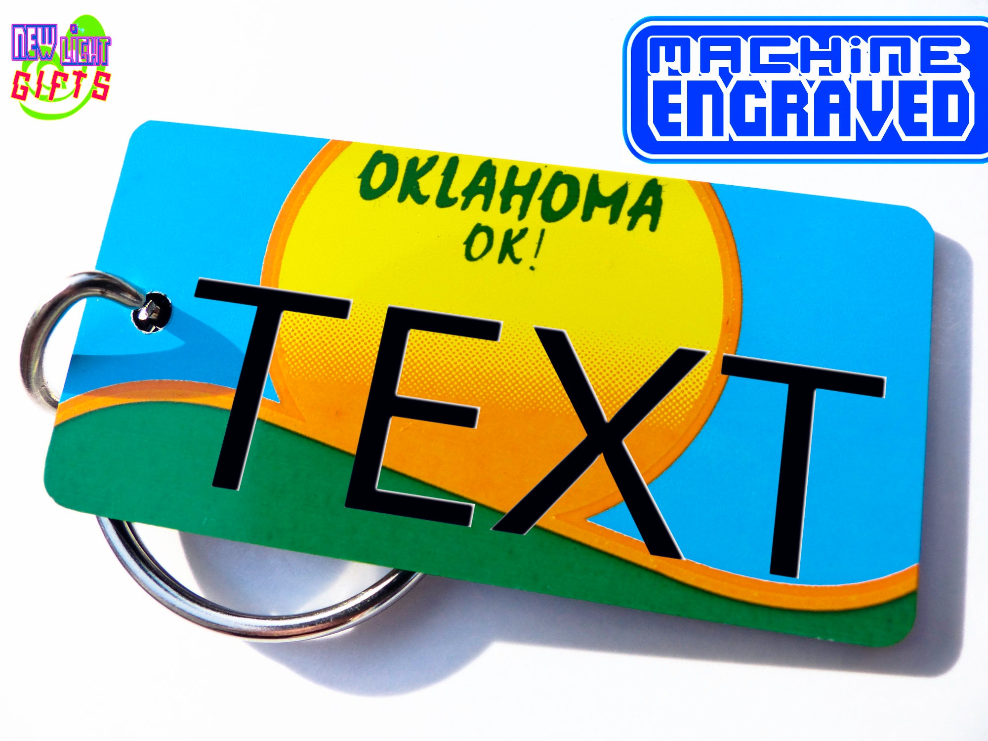 Personalized Oklahoma License Plate Keychain Tag Machine Etsy