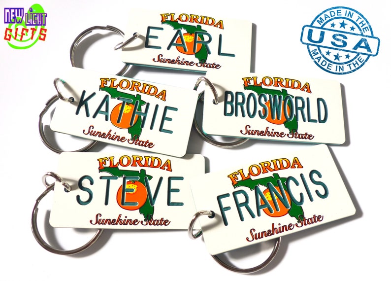 Personalized Florida State License Plate Custom Keychain Tag Etsy