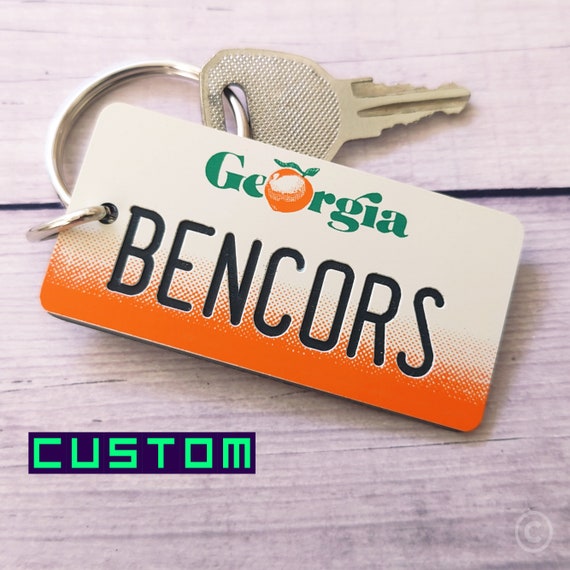 Personalized Georgia State Keychain Tag Custom Engraved -  UK