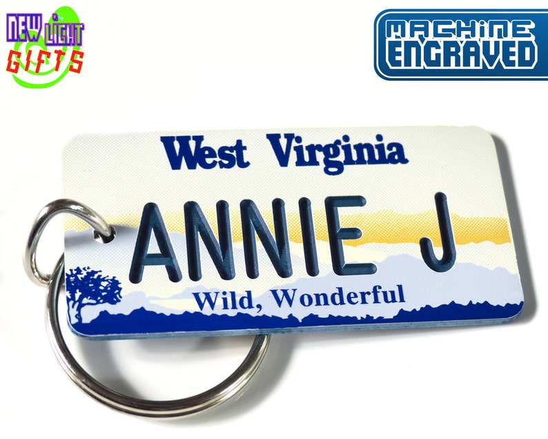 Personalized West Virginia State License Plate Keychain Tag Etsy