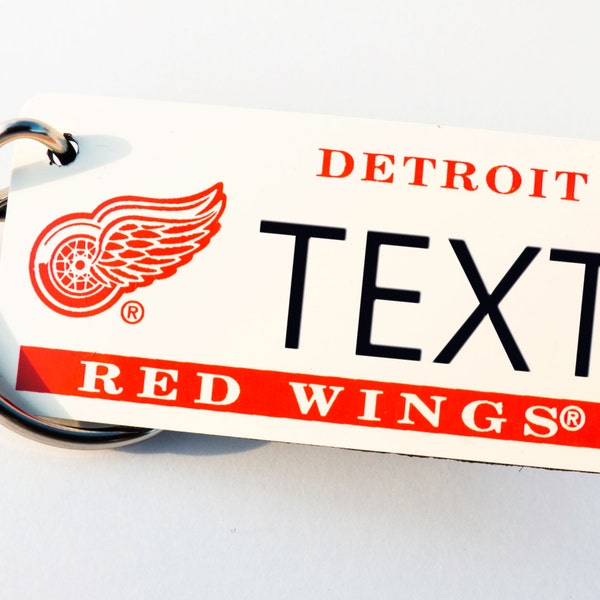 Personalized Detroit Red Wings Keychain - Custom Engraved Key Tag - Small Hockey Car Keys Gift - Fan Coach Name Gift - Licensed NHL Key Ring