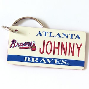 Personalized Atlanta Braves Keychain - Bag Charm Tag - Custom Engraved - Football Bag Name Tags - Coach Keys Gift - Licensed MLB Key Ring