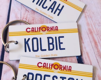 Personalized California Golden State Key Tag - Bag Charm - Custom Engraved Keychain - Travel Vacation Trip Visit Momento Roadtrip Key Ring