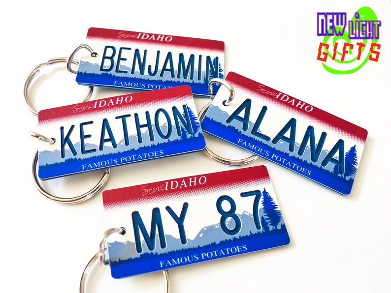 Personalized Idaho State License Plate Keychain Tag Vintage Etsy