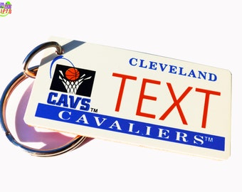 Personalized Cleveland Cavaliers Keychain - Custom Engraved Key Tag - Fan Name Souvenir - Coach Gift - Licensed NBA Key Ring