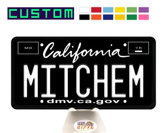 Custom California Script License Plate Tag - Personalized Car Decoration - Auto Mechanic Shop - Room Door Sign Gift - Regular 6"x12" inch