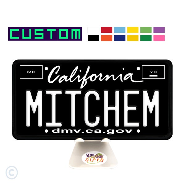 Custom California Script License Plate Tag - Personalized Car Decoration - Auto Mechanic Shop - Room Door Sign Gift - Regular 6"x12" inch