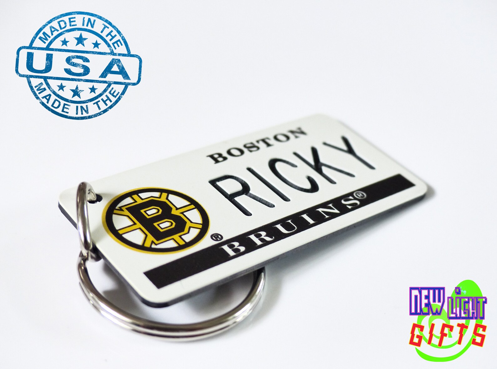 Personalized Boston Bruins Keychain Plate Tag Vintage Keytag - Etsy