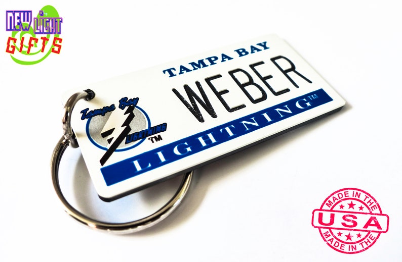 Personalized Tampa Bay Lightning Keychain Plate Tag Vintage Etsy