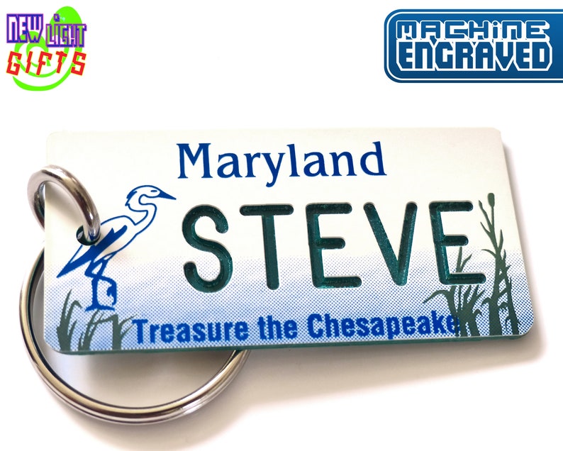 Personalized Maryland State License Plate Keychain Tag Etsy