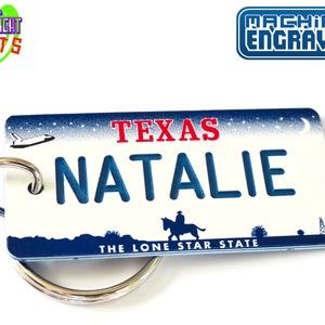 Personalized Texas Keychain - Custom Engraved Key Tag - Travel Vacation Roadtrip Bachelorette Trip Momento - Name Souvenir - Car Keys Gift