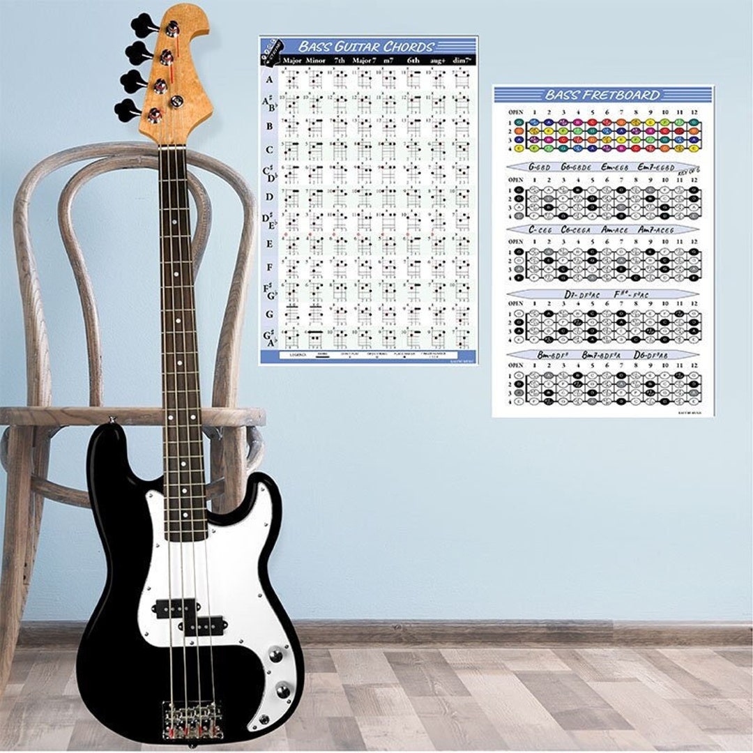 4-string-bass-chord-and-fretboard-poster-set-etsy