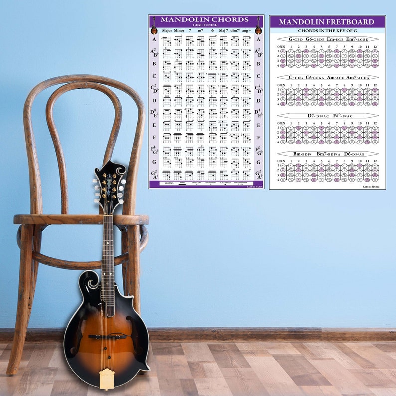 Mandolin Chords and Fretboard Poster Set Etsy Canada