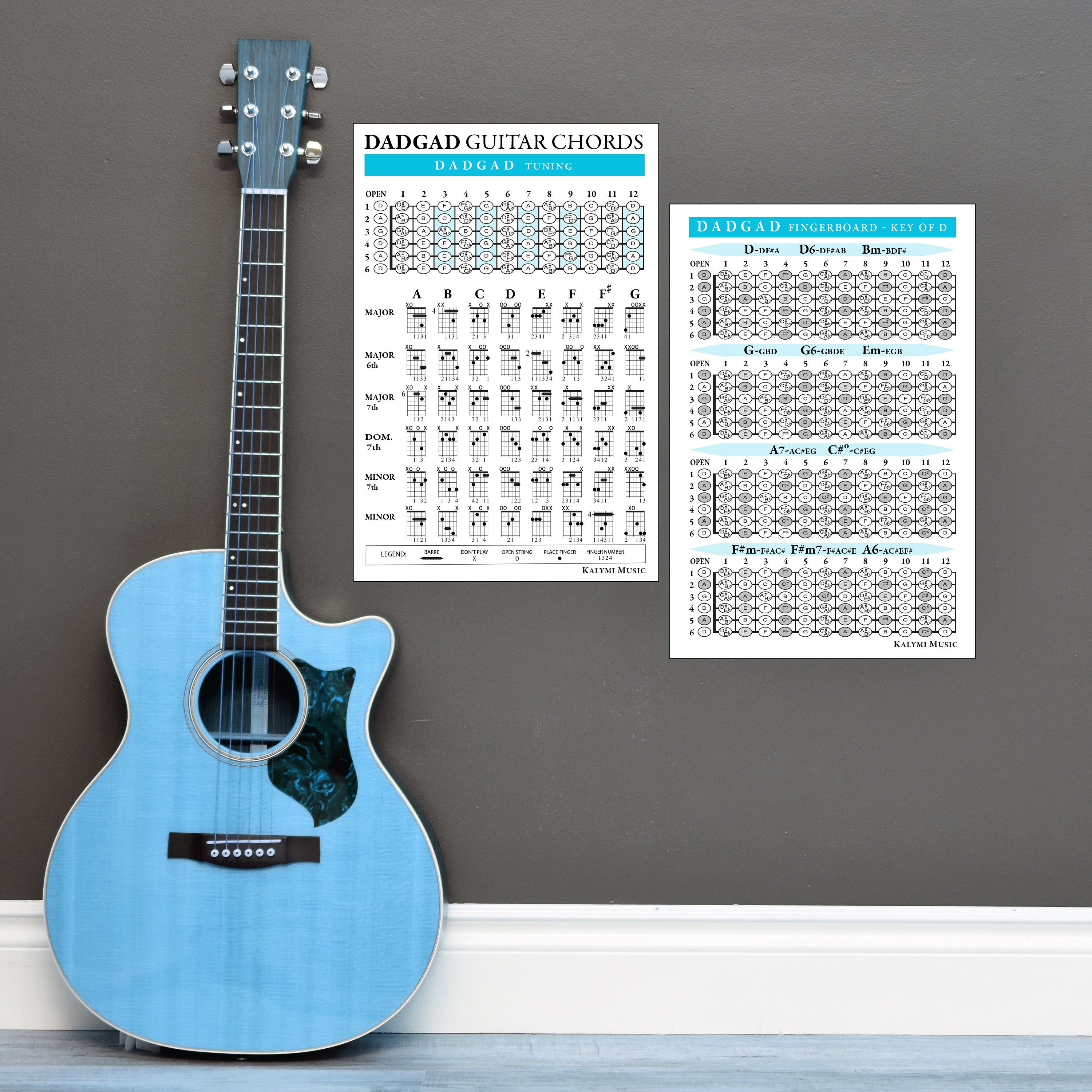 DADGAD Guitar Chords and Fingerboard Poster Set - Etsy