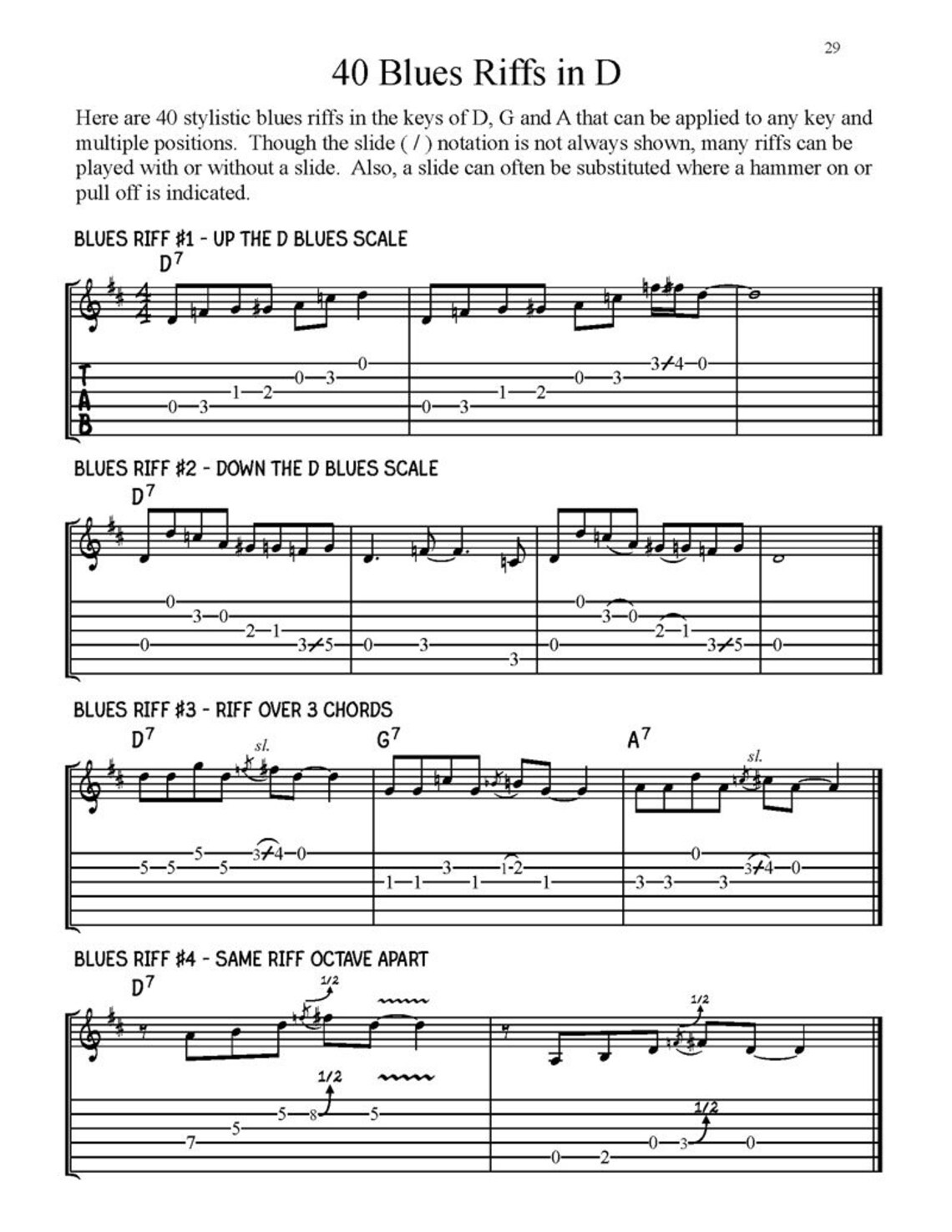 101 Blues Riffs and Solos in Open D Guitar Tuning (DADF#AD) - Etsy