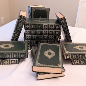 Charles Dickens, Centennial Ed. Green Covers, Embossed, Gilt Letters. Pickwick Papers, David Copperfield, Tale of Two Cities...Library Decor